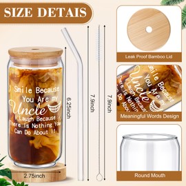 Sliner 2 Pcs Aunt Uncle Gifts, Best Aunt and Uncle Gifts, Gifts for Aunt from Niece, Nephew, Christmas Gifts for Couple, 16 oz Glass Cups with Bamboo Lid Straw (Classic)