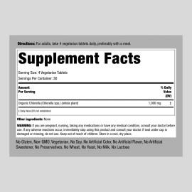 Piping Rock Organic Chlorella Tablets | 120 Count | 1000 mg | Non-GMO | by Piping Rock