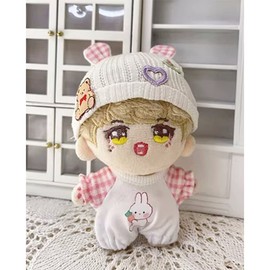 niannyyhouse 3.9 inches (10 cm) Plush Clothes Loose Fitting Crawling Wear Bear Ear Hat Bodysuit Dress Up Cotton Doll Clothes (Pink)