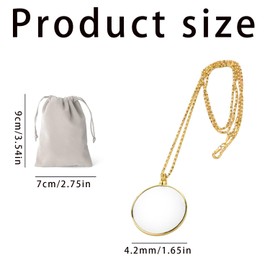 5X Magnifying Monocle, Monocle Eyeglass With a Grey bag, Magnifying Glass Necklace Classic, Easy to Carry, Style for Sewing Carving Handicrafts Watch Repair Reading Books Maps and Newspapers(Gold)