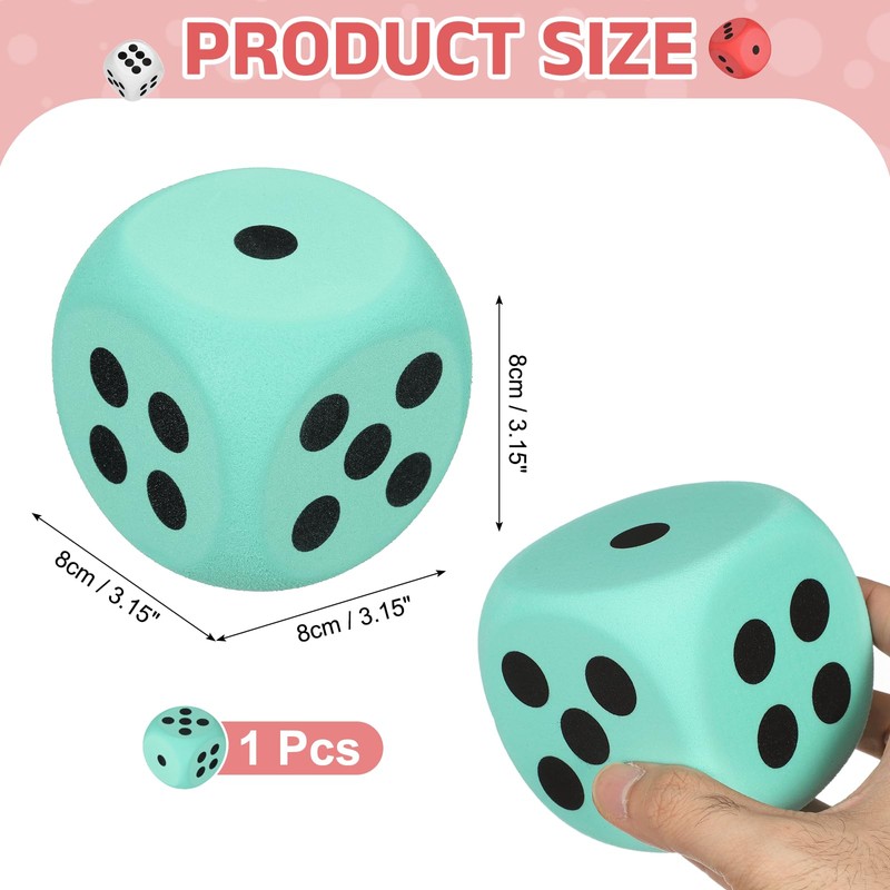 sourcing map Foam Dice, 8cm/3.15inch Eva 6-Sided Dice Stress Ball