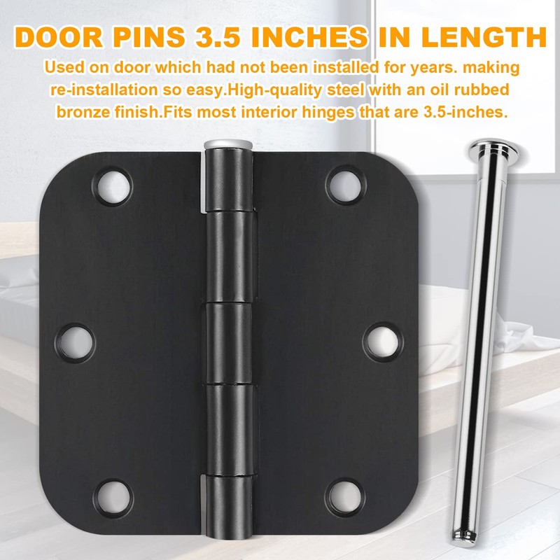 6 Pieces of 3.5-inch Indoor Door Hinge pins Replacement, Suitable
