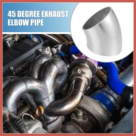ACROPIX 45 Degree Steel Exhaust Elbow Pipe Bend Tube Durable 32mm OD Modified Exhaust Elbow Pipe SS304 Stainless Steel Silver Tone (Set of 4) Car Parts