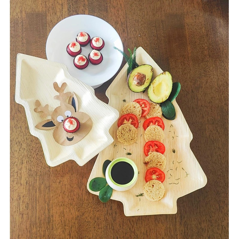 Leafique 17 x 12 Inch Palm Leaf Christmas Tree Trays