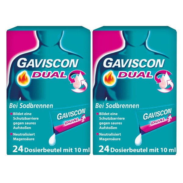 Twin Pack Gaviscon Dual Suspension for Heartburn 2 x 24 Dosing Bags Tablet