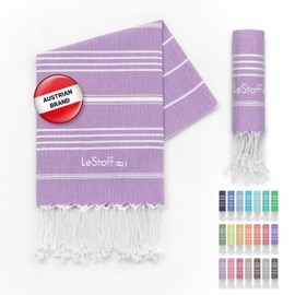 LeStoff Premium Hammam Towel - 100% Organic Cotton - Pre-washed Sustainable Absorbent & Quick-drying - Beach, Bath, Shower, Yoga, Spa & Travel Towel (50 x 100 cm, Lilac)