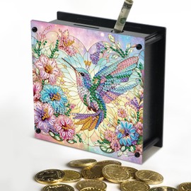 1pc Diamond Art Painting acrylic Piggy bank, DIY Flowers and bird partial Special Shaped Diamond Art Acrylic money box storage box Arts Crafts for Home decorate Gifts，Festival or birthday gifts