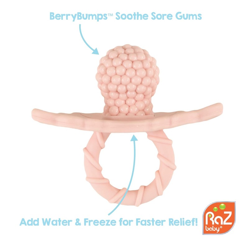 RaZbaby Soft Silicone Infant & Baby Teether, Berrybumps Textured Teething