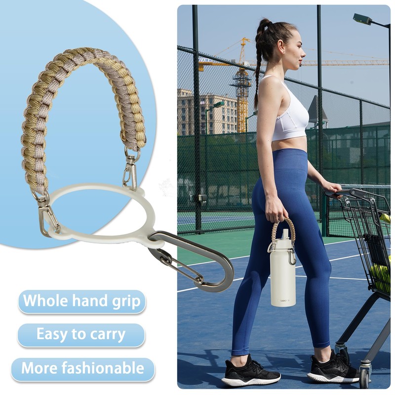 24 oz Insulated Water Bottle with Paracord Handles & Strap,