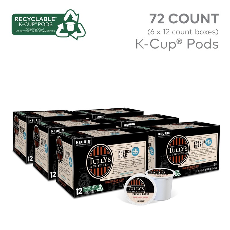 Tully's Coffee French Roast Keurig Single-Serve K-Cup Pods, Dark Roast