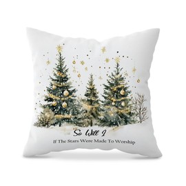 KDHTY Christian Christmas Pillow Covers 18x18,Christmas Tree Decorative Green Pillow Covers,Winter Holiday Decor Throw Pillow for Sofa Couch Bedroom,Winter Xmas Santa Decorations Indoor