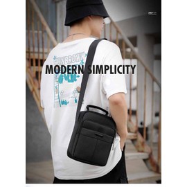 Pawleso Men's Shoulder Bag, 23 cm Waterproof Men's Handbag, Multi Bag, Work Bags for Outdoor, Travel, Work, Daily Use, black, Contemporary