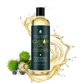 Aceite de Ricino (16 oz) - Prensado en Frío, 100% Puro, sin Hexano - Hidratante y Curativo para Piel y Cabello Secos, Estimula el Crecimiento del Cabello y Pestañas - Para Cuidado de la Piel y el Cabello