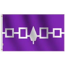 Iroquois People Flag 3X5 Ft Double-Sided Screen Printed 100D Satin Fabric - Vivid Color House Decoration Yard Gift Drapeau Iroquois du Canada Outdoor/Indoor Banner