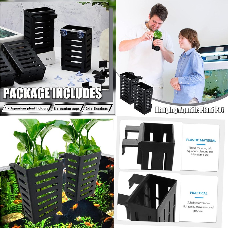Taicols 4 Pack Aquarium Plant Holder with Hooks and Suction