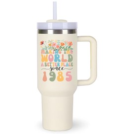 momocici 1985 Birthday Tumbler Gifts for Women.40oz 40 Cup Gifts for a 40th Birthday.Womens 40th Birthday for Her.Making the World a Better Place Since 1985 Tumbler for Sister Coworker Friend.