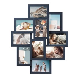 SONGMICS 4x6 Collage Picture Frames, 10-Pack Photo Collage Frame for Wall Decor, Glass Front, Assembly Required, Navy Blue URPF020Q01