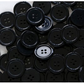 GANSSIA 7/8 Inch (22.5mm) Black Color Buttons Sewing Resin Button for Craft Scrapbooking Pack of 70PCS