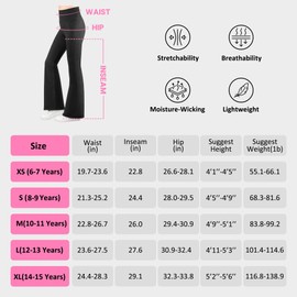 BIG ELEPHANT Girl's Flare Leggings with Pockets, Kids Bootcut Yoga Pants, High Waisted Bell Bottoms for Dance