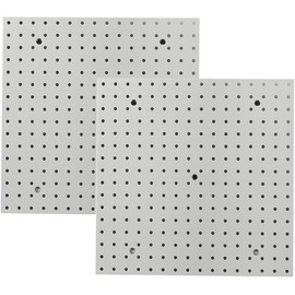 Pegboard Smith 16x16 inch Wall Organizer Pegboard Panels, Gray Metal Pegboard for Tool Storage, Workbench Tools Organization Peg Board (2PCS, Grey)