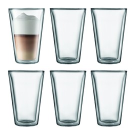 Bodum 13.5oz Canteen Double Wall High-Heat Borosilicate Glass, Set of 6, Clear