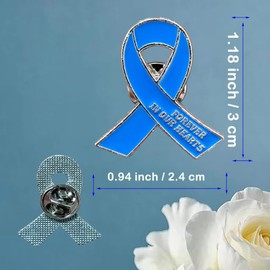 50 Pcs Memorial Ribbon Pins Funeral Metal Pins Forever In Our Hearts For Funeral Mourning Event (blue)