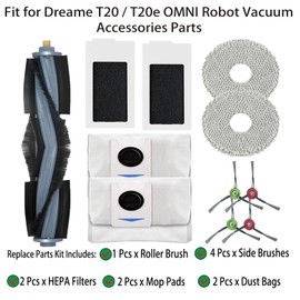 Replacement Parts for ECOVACS Deebot T20 T20e Omni Robot Vacuum 1 Main Brush 4 Side Brush 2 Filter 2 Mop Cloth 2 Dust Bag Accessories