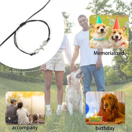 PLwelth Puppy Dog Bracelet for Women Men Friendship Gift for Best Friends Couples Pet Memorial Gifts Adjustable String Paw Print Charm Pet Bracelet for Dog Lover Loss Sympathy Gift(Heart)