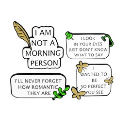 TILEZE 4 PCS I AM NOT A MORNING PERSON Enamel Pins Quotes Brooches Funny Letter Badges Brooch for Friends Clothing Decor Jewelry Gift