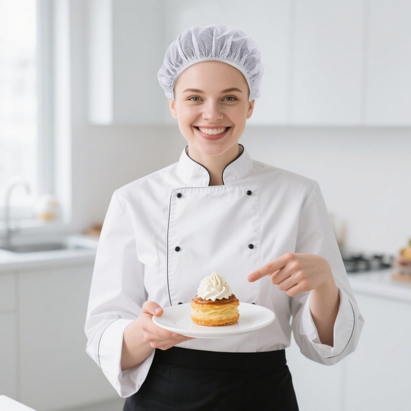Mabor 6Pcs White Elastic Chef Hairnets for Women, Hairnets for