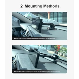 Car Dash Mount Universal Suction Cup Mounting Bracket Fixed on Windshield or Dashboard,Suitable for 7"/ 9"/ 10" Portable Apple CarPlay/Android auto Screen Monitor backplane Carabiner Height of 0.5in