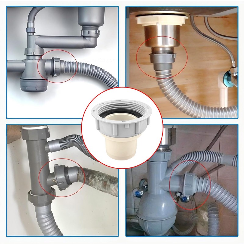 Qrity 1 Piece Kitchen Sink Drain Pipe Connector 58 mm