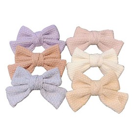 6 Pcs Large Fuzzy Hair Bow Barrette Clips, French Style Soft Big Oversize Butterfly Bowknot Hair Pins for Women Girls Ladies