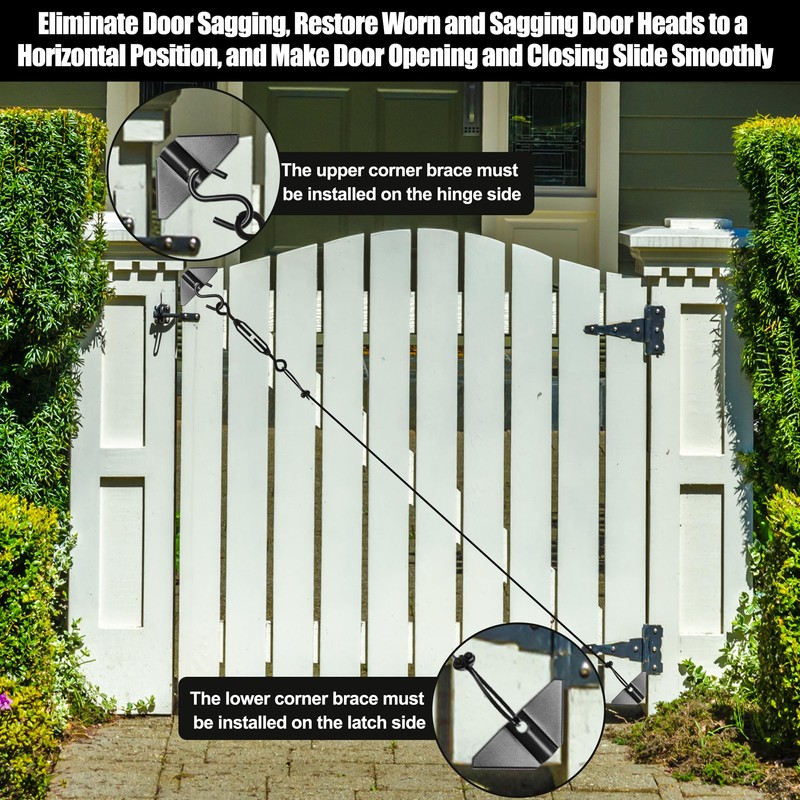 2 Set Anti-Sag Gate Kits for Wooden Fence, Anglecai Gate