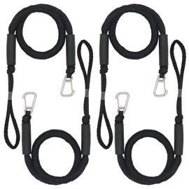 Bungee Dock Lines Shock Bungee Docking Rope Stretchable Mooring Rope with Stainless Steel Clip 4 Pack Black