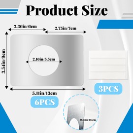 6 PCS Door Reinforcement Plate, Adhesive Door Handle Fixing Cover, Door Hole Cover Plate, Door Knob Backplate for Interior Doors (Silver)