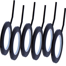 6 Pack 3 mm 1/8 inch Width Graphic Tape Pinstripe Tape Grid Marking Tapes Whiteboard Gridding Tape Self Adhesive Artist Tape, Black