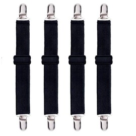 Andexi Bed Sheet Clips, Comforter, Slip Prevention, Sheet Fastener, Bed Blanket, Anti-Slip, Adjustable, Corner Lock, Set of 4, Black