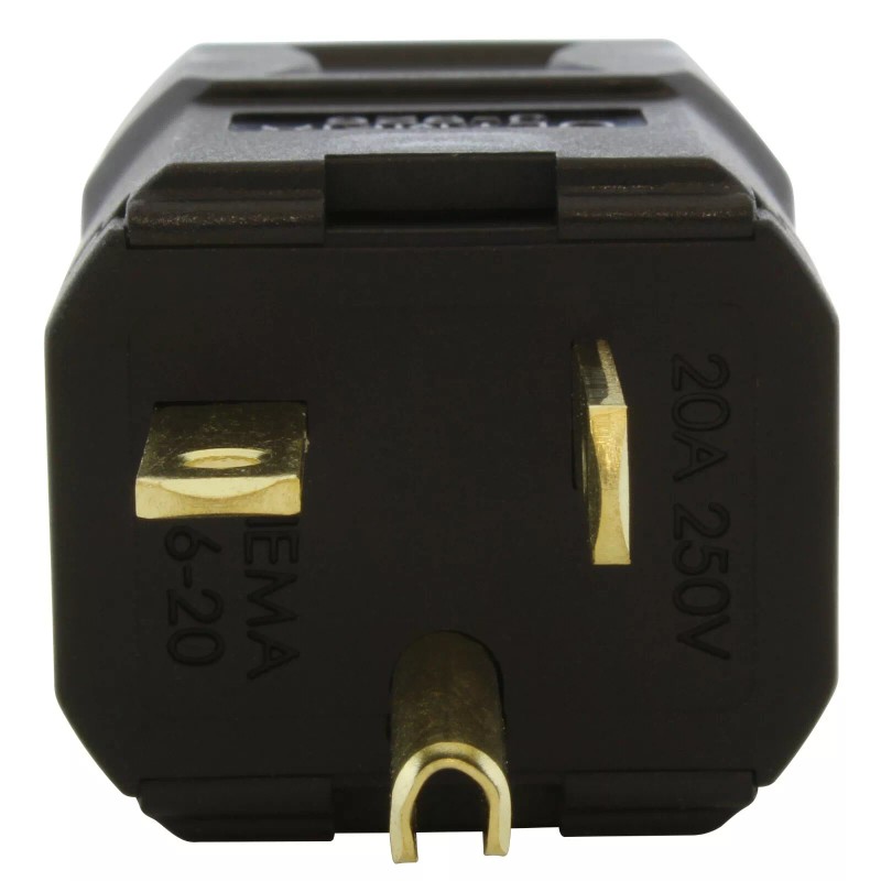 AC WORKS® 20A 250V NEMA 6-20P Clamp Style T-Blade Plug