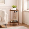 HOOBRO Small Round Side Table with Charging Station, 2-Tier Round