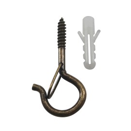 Zerniple Q Shaped Hanger Hooks Bronze Screw Hooks with Safety Buckle for Hanging Lights Flower Pots (20 Pieces)