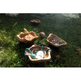 WINDALF Small Teak Nut Bowl AMADA Diameter 12 cm Decorative Bowl Handmade from Root Wood