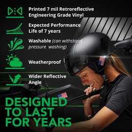 Bright Knight Reflective Flag Sticker, 2" x 1" Red/White/Blue American Flag Sticker Mirrored 2 Pair with Retro-Reflective Vinyl, Made in USA