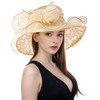 ELLYDOOR Organza Church Derby Hat Women Sparkling Leaf Wide Brim
