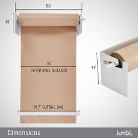 Jumbl 18” Wall Mounted Kraft Paper Dispenser | Hanging Paper Roll with Cutter for Kitchen, DIY Room, Office, Business, & More | Great for to-Do Lists, Menus, Grocery Lists, & Art Projects