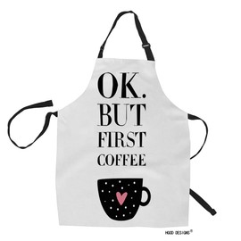 HGOD DESIGNS Coffee Kitchen Apron,Coffee Quote Ok But First Coffee Kitchen Aprons For Women Men For Cooking Gardening Adjustable Home Bibs,Adult Size