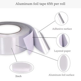 Polawind 1 Roll 2 inch x 65 Feet AluminumTape,High Temperature Aluminum,Foil Tape Duct Tape for RepairCold Air Ductwork (Silver)