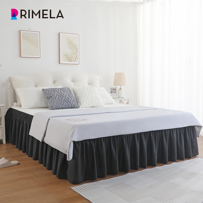 RIMELA Black Bed Skirt King Size 15 Inch Drop, Elastic