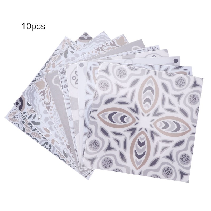 10pcs Self adhesive PVC Tile Floor Stickers Bathroom Kitchen Wall
