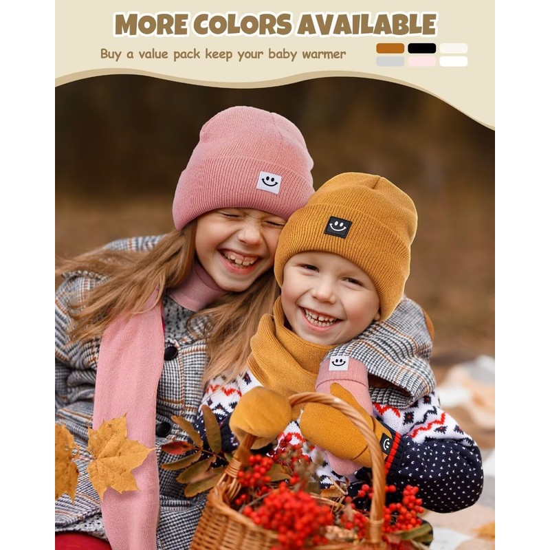 Baby Beanie Mittens Scarf Set,Toddler Kids Winter Hat and Thermal